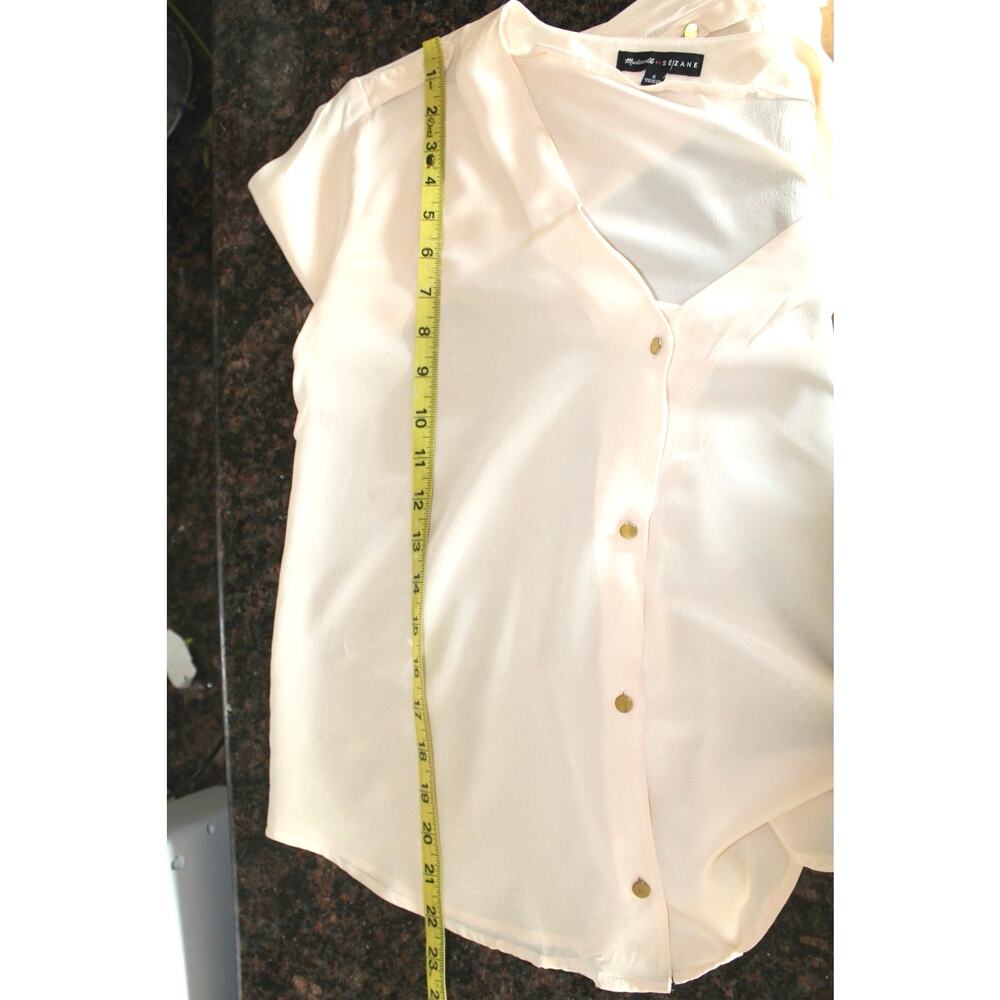 Madewell x Sézane Blouse | Size S | Cream | Ruffle Neck | Gold Snaps - Picture 5 of 7